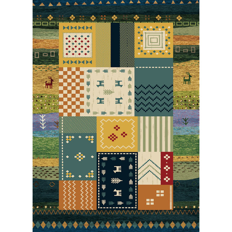 Boho Parlor Tapijt Multi-kleuren geometrisch geprint gebied Tapijt Synthetisch Synthetisch Non-slip Pet Vriendelijk Gemakkelijke verzorging Binnen Tapijt