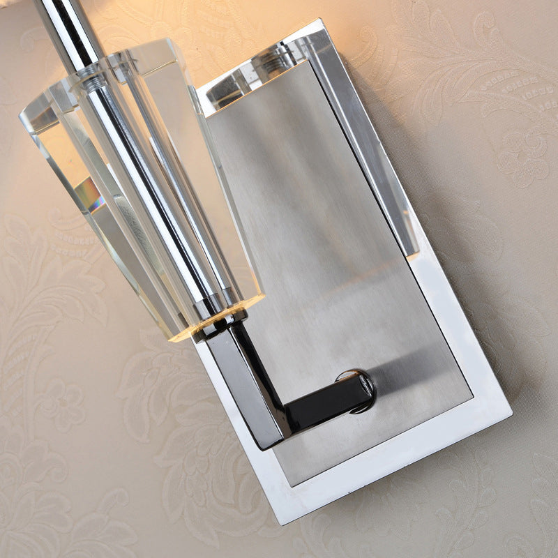 Chrome Single Bulb Wall Sconce Modern Style Fabric Pleated Lampshade Wall Mounted Light Fixture