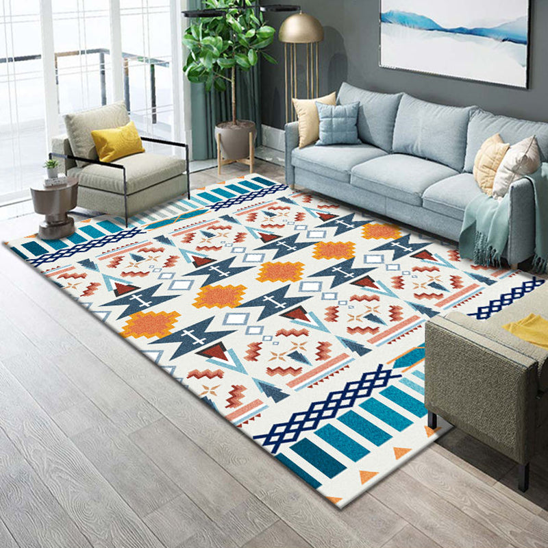 Western Parlor Rug Multi Color Geometric Print Area Carpet Polypropylene Easy Care Pet Friendly Washable Indoor Rug