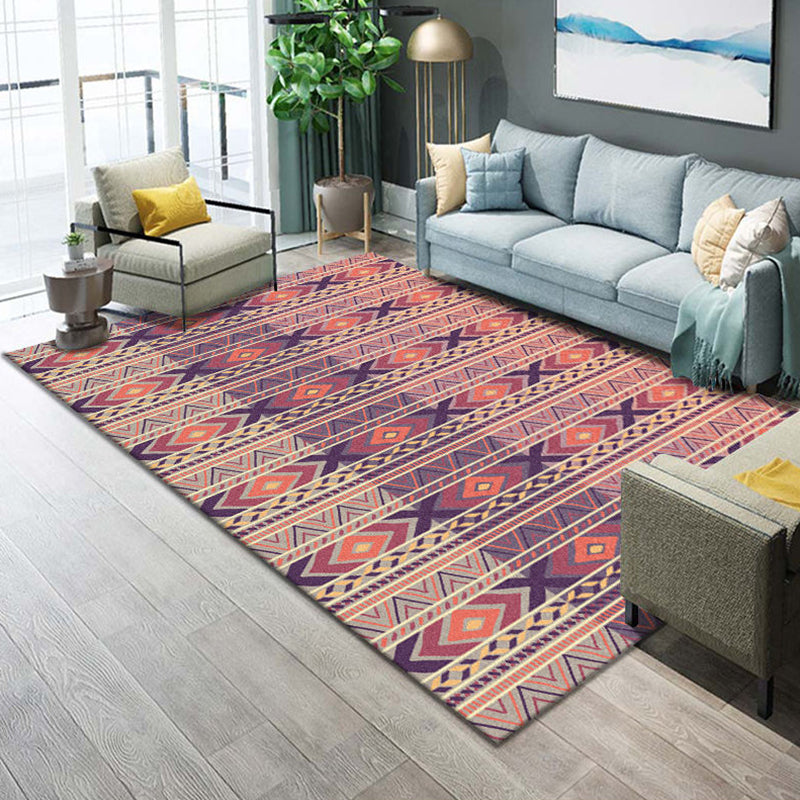 Western Parlor Rug Multi Color Geometric Print Area Carpet Polypropylene Easy Care Pet Friendly Washable Indoor Rug