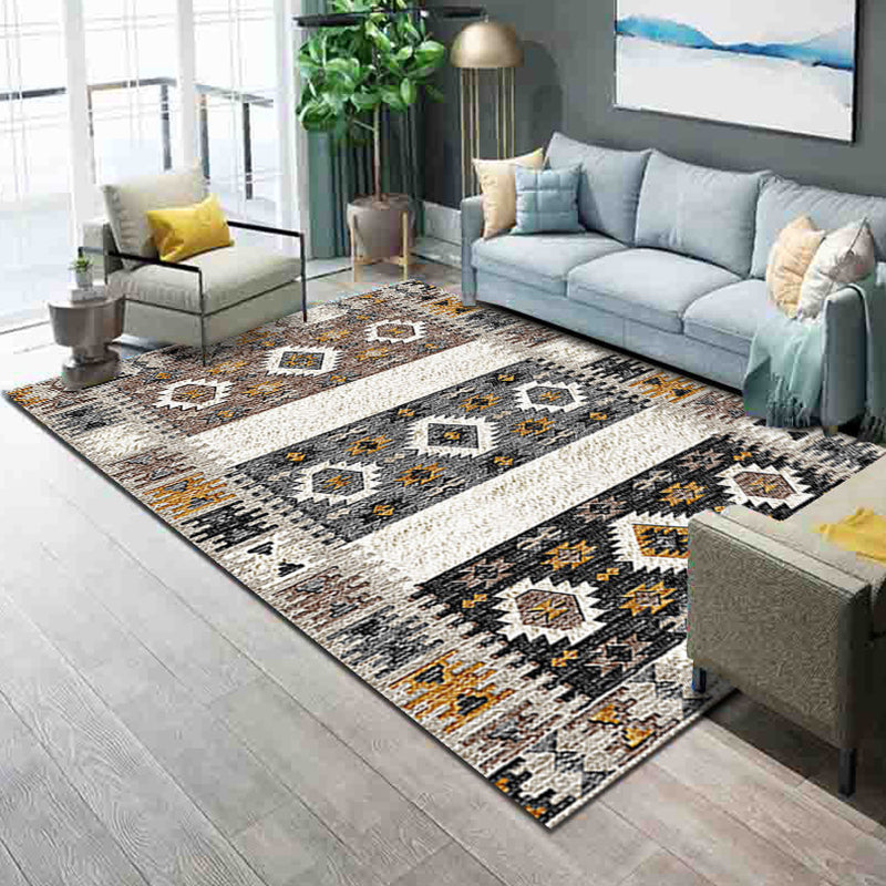 Western Parlor Rug Multi Color Geometric Print Area Carpet Polypropylene Easy Care Pet Friendly Washable Indoor Rug
