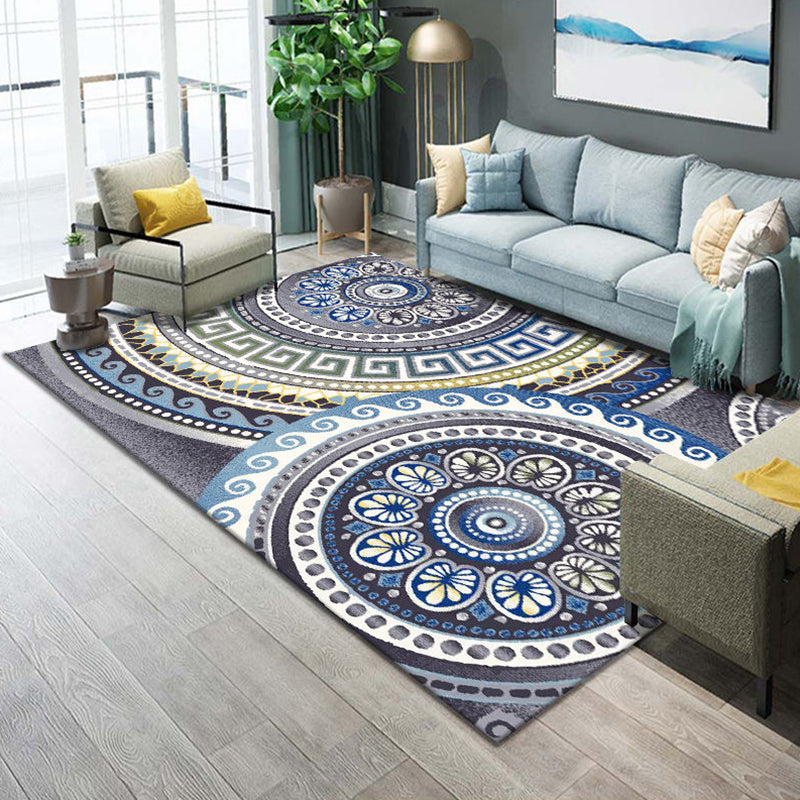 Western Parlor Rug Multi Color Geometric Print Area Carpet Polypropylene Easy Care Pet Friendly Washable Indoor Rug