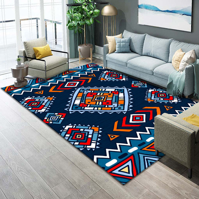 Western Parlor Rug Multi Color Geometric Print Area Carpet Polypropylene Easy Care Pet Friendly Washable Indoor Rug