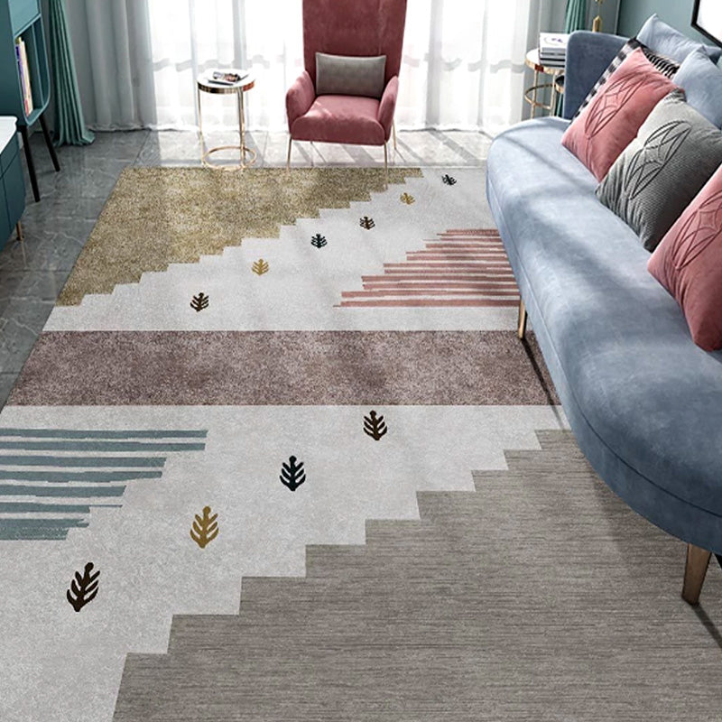 Tapis à imprimé géométrique Funky Synthétique multi-couleurs Tapis d'intérieur Machine de support non glissée Tapis lavable pour décoration