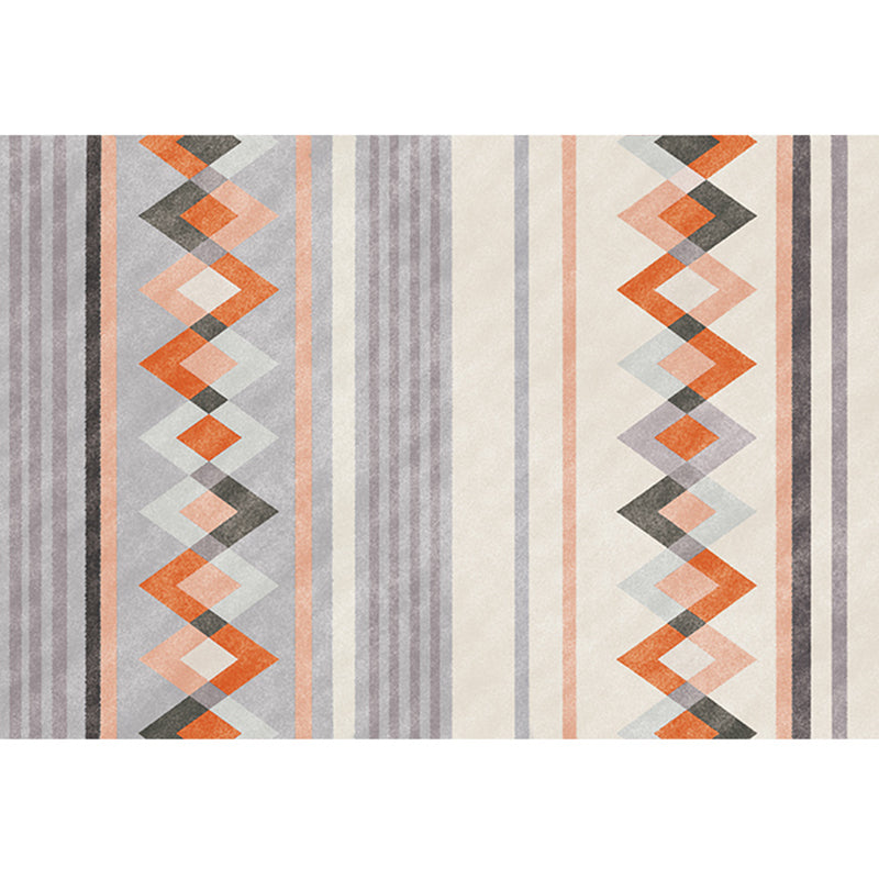 Bohomian Living Room Rug Multi Colored Geometric Print Area Carpet Polyster Non-Slip Backing Pet Friendly Indoor Rug