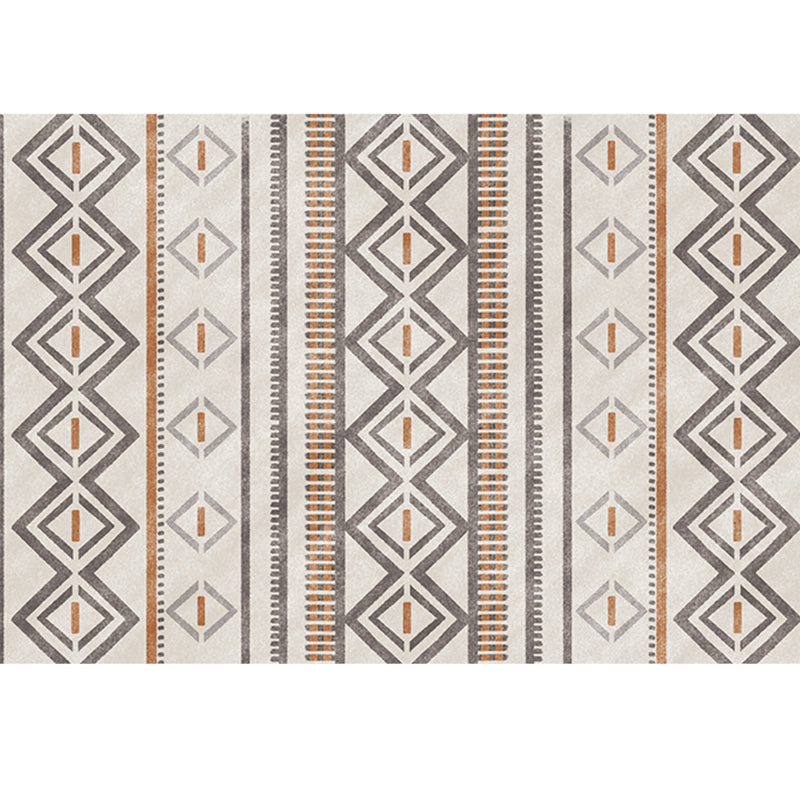 Bohomian Living Room Rug Multi Colored Geometric Print Area Carpet Polyster Non-Slip Backing Pet Friendly Indoor Rug