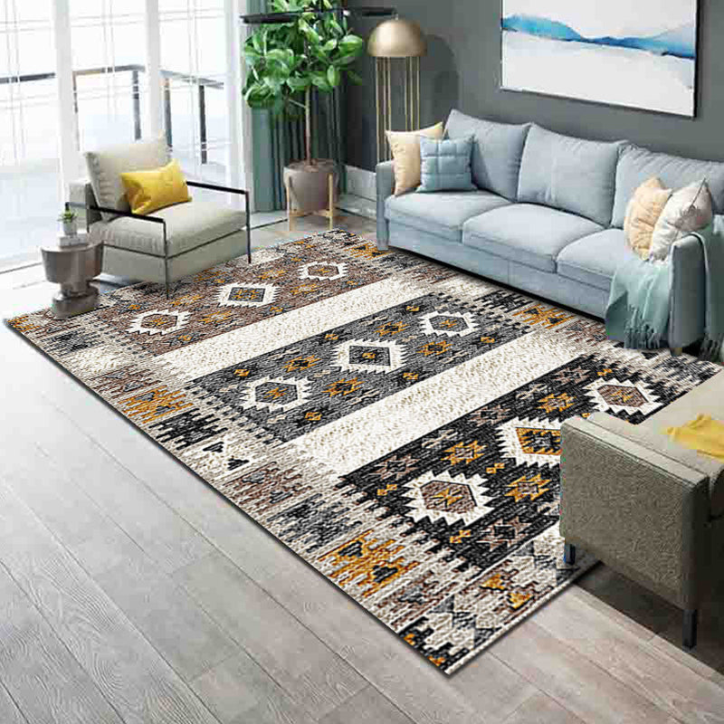 Funky Living Room Rug Multi Colored Geometric Pattern Area Carpet Synthetics Pet Friendly Stain-Resistant Washable Indoor Rug