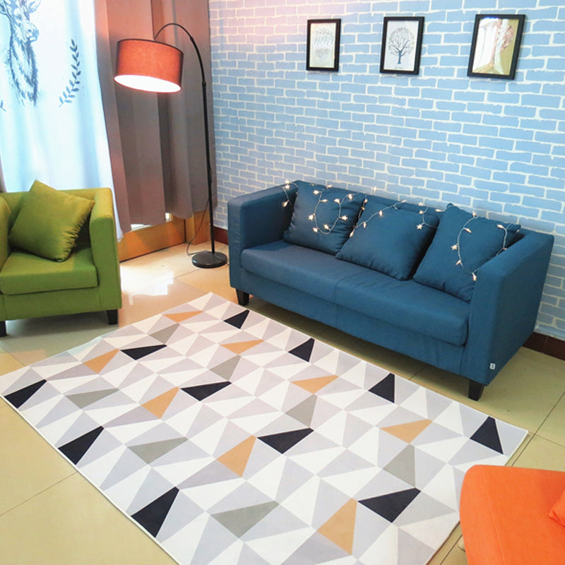 Nordic Living Room Rug Multi Colored Geometric Print Indoor Rug Synthetics Non-Slip Pet Friendly Washable Carpet