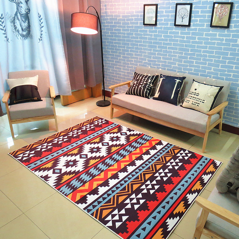 Noordse woonkamer vloerkleed multi-gekleurde geometrische print indoor tapijt synthetisch niet-slip huisdiervriendelijk wasbaar tapijt