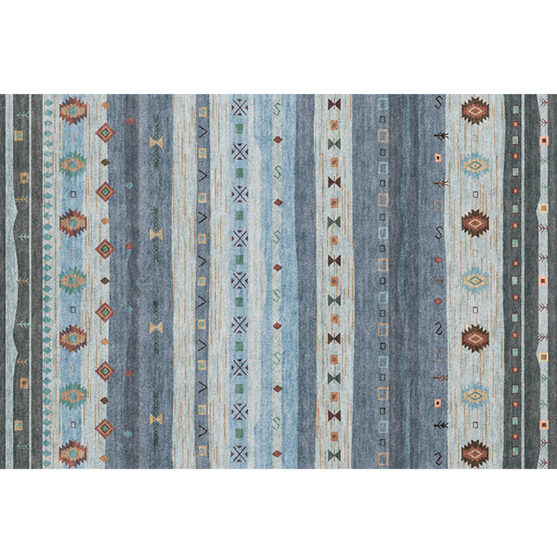Bohemian Living Room Tapis à rayures multicolores Print Intérieur Tapis Polyster Not Slip Backing Pet Friendly Resistant Tapis