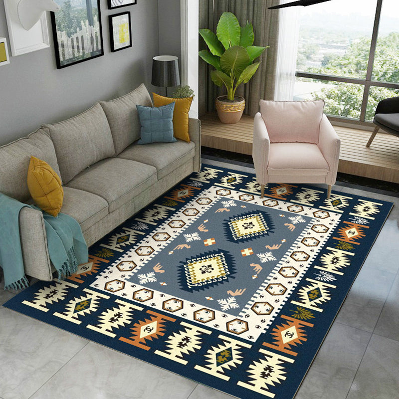Minimalist Living Room Rug Multi Colored Geometric Print Area Carpet Polypropylene Non-Slip Backing Pet Friendly Indoor Rug