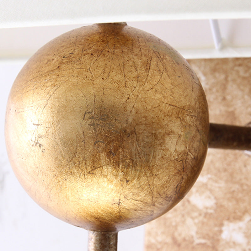 One Bulb Dining Room Wall Mounted Lamp Vintage Brass Sconce Light Fixture with Rectangle Fabric Shade