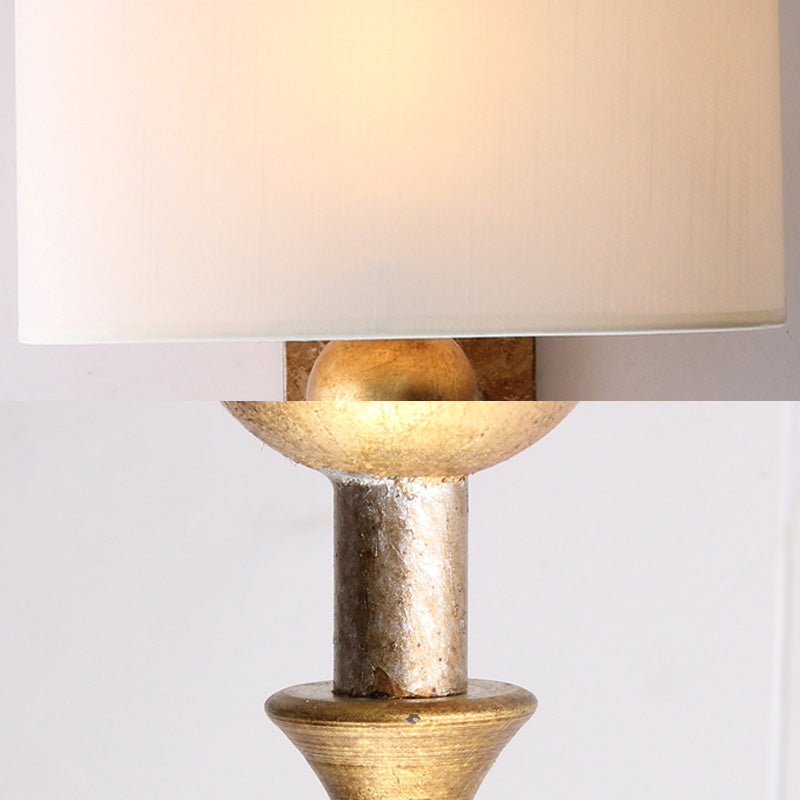 One Bulb Dining Room Wall Mounted Lamp Vintage Brass Sconce Light Fixture with Rectangle Fabric Shade