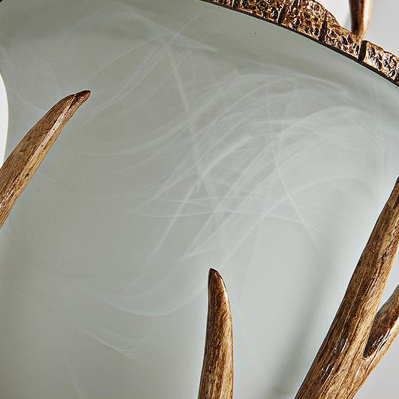 Country Pinecone Shade Sconce Light Fixture 1 Bulb Resin and Frosted Glass Wall Mount Lighting in Wood for Corridor