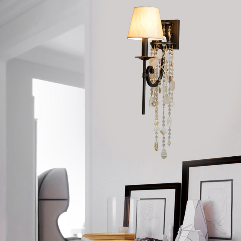 Luminaire mural de chambre à coucher torche Classic Metal 1 Brun clair / Gol Gold Ponce lampe avec / sans nuance