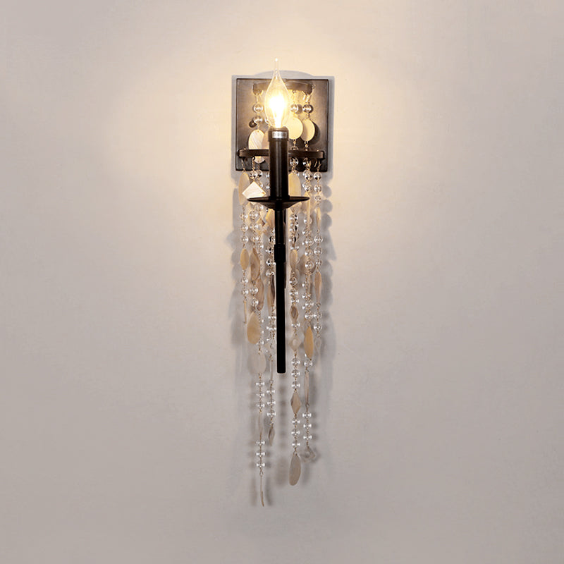 Luminaire mural de chambre à coucher torche Classic Metal 1 Brun clair / Gol Gold Ponce lampe avec / sans nuance