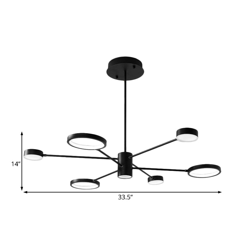 Sputnik kroonluchter hanglampje Modern acryl 6/8/10 Lichten Zwart LED Hanglamp armatuur in wit/warm licht