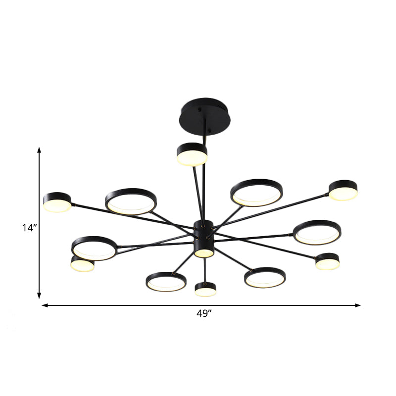 Sputnik kroonluchter hanglampje Modern acryl 6/8/10 Lichten Zwart LED Hanglamp armatuur in wit/warm licht