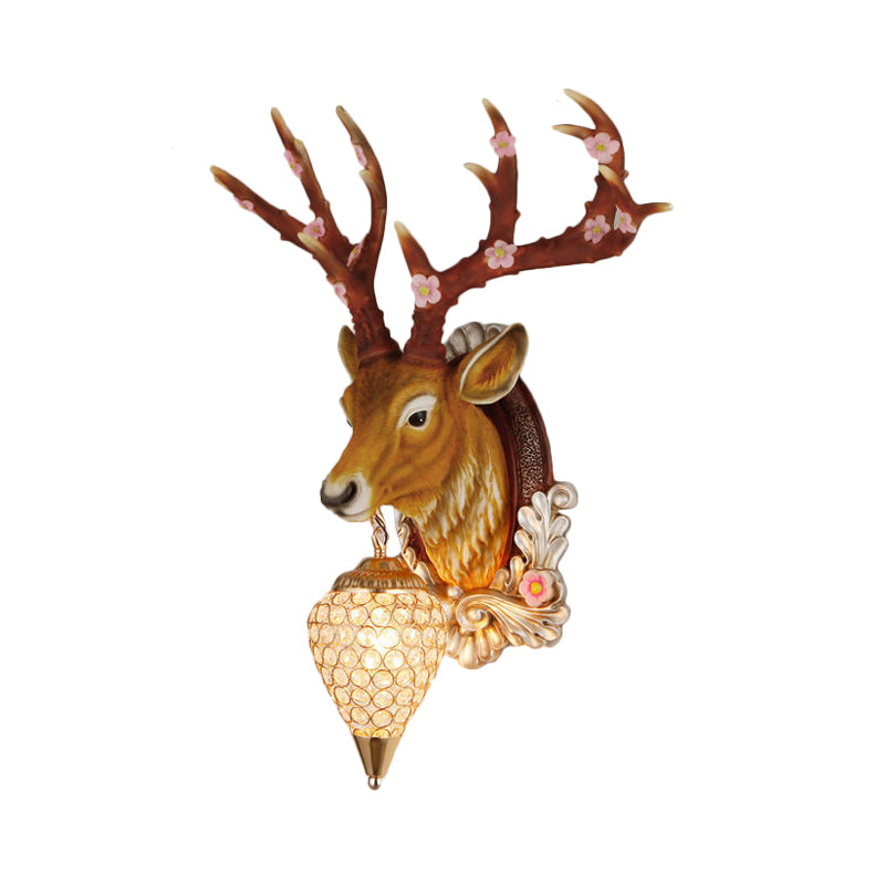 Éclair de larme de lampe de vanité blanche / brun Crystal 12.5 «/24,5» W Éclairage mural vintage à 1 lumière