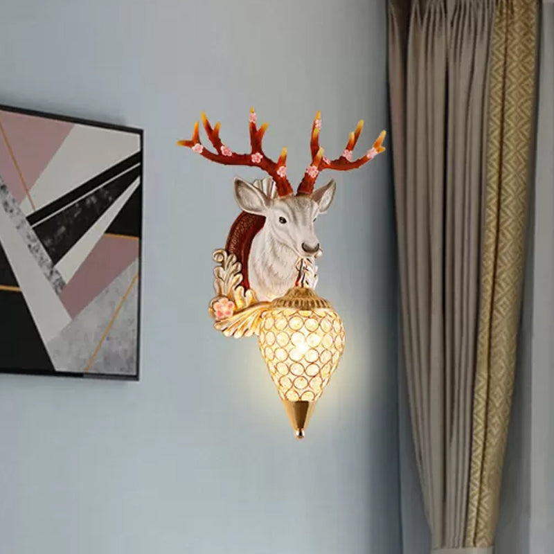 Éclair de larme de lampe de vanité blanche / brun Crystal 12.5 «/24,5» W Éclairage mural vintage à 1 lumière