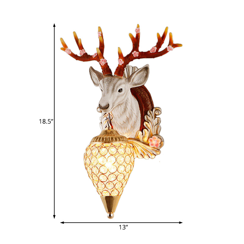 Éclair de larme de lampe de vanité blanche / brun Crystal 12.5 «/24,5» W Éclairage mural vintage à 1 lumière