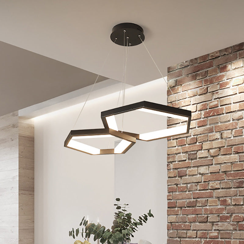 Lampadario acrilico esagono modernista 1/2/3 luci nere a led a led il soffitto a soffitto in luce bianca/calda