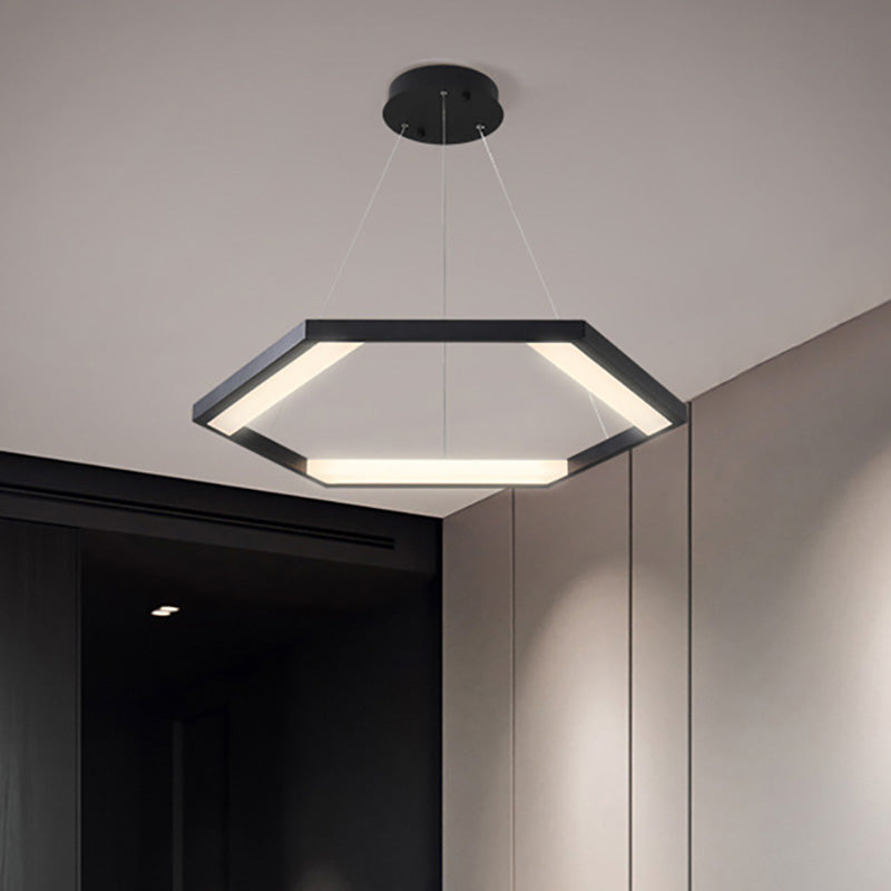 Lampadario acrilico esagono modernista 1/2/3 luci nere a led a led il soffitto a soffitto in luce bianca/calda