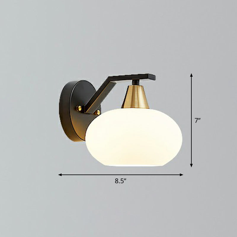 Lampada da parete da letto Ellisse Minimalismo in vetro bianco singolo illuminazione sconde nera