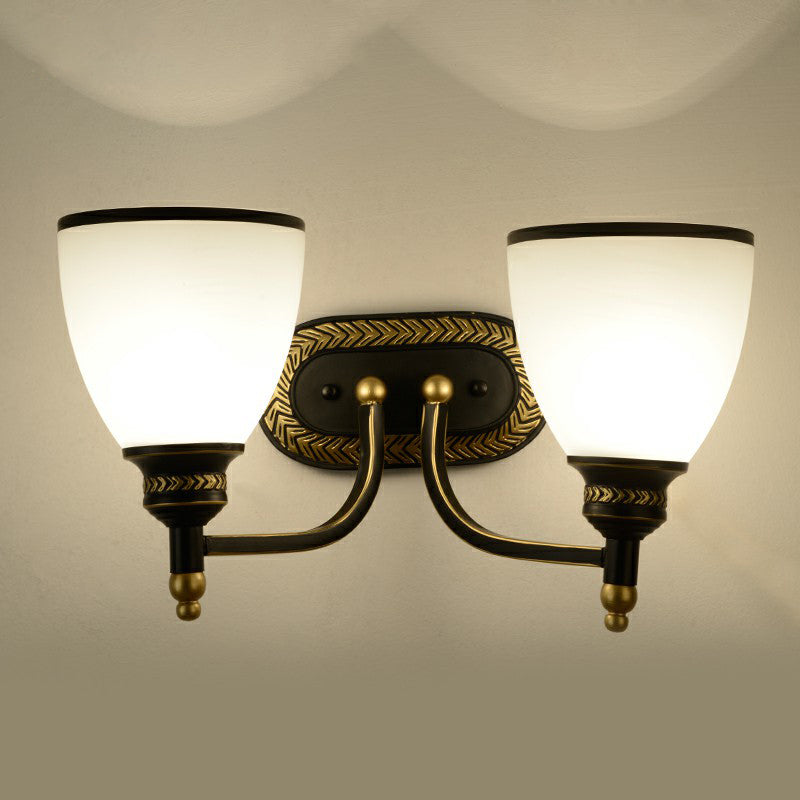 Éclairage de paroi de cloche vintage LAMPE MURD MUR MURS VERNE OPAL en noir pour le couloir