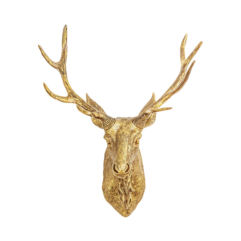Deer Head Bedroom Wall Light Fixture Traditional Style Resin 1 Light Grey/Silver/Bronze Sconce Lamp