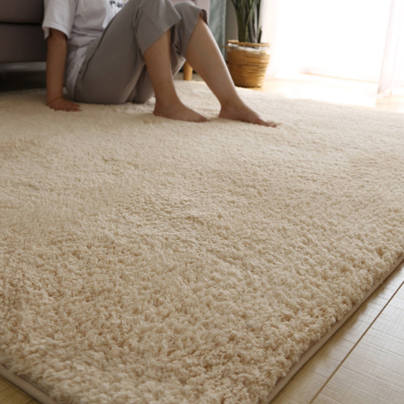 Simple Living Room Rug Multi Colored Solid Color Indoor Rug Cotton Blend Non-Slip Backing Pet Friendly Carpet