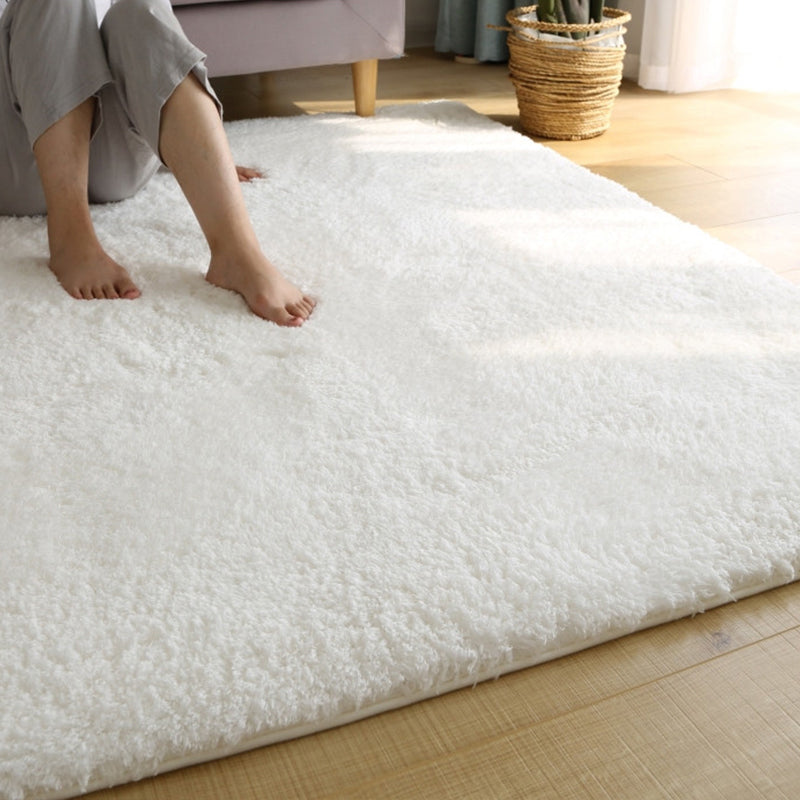 Simple Living Room Rug Multi Colored Solid Color Indoor Rug Cotton Blend Non-Slip Backing Pet Friendly Carpet