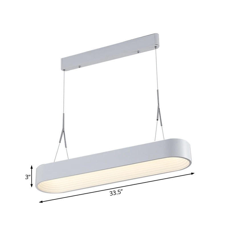 LEDIA DE CANDELIER DE METAL RECTANGO LED modernista 33.5 "/47" Kit de lámpara colgante blanca/gris de ancho con difusor empotrado en tercera marcha