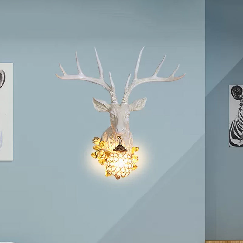 Crystal Globe Sconce Light Traditional 1 Light Living Room Mur Murd Murd In White / Gol