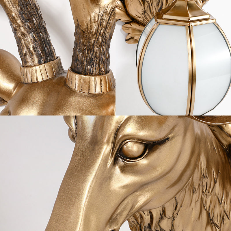Éclairage d'écran en forme de tête d'or Résine country 17 "/ 25" W 1 Light Indoor Wall Mount Éclairage