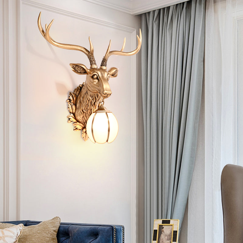 Éclairage d'écran en forme de tête d'or Résine country 17 "/ 25" W 1 Light Indoor Wall Mount Éclairage