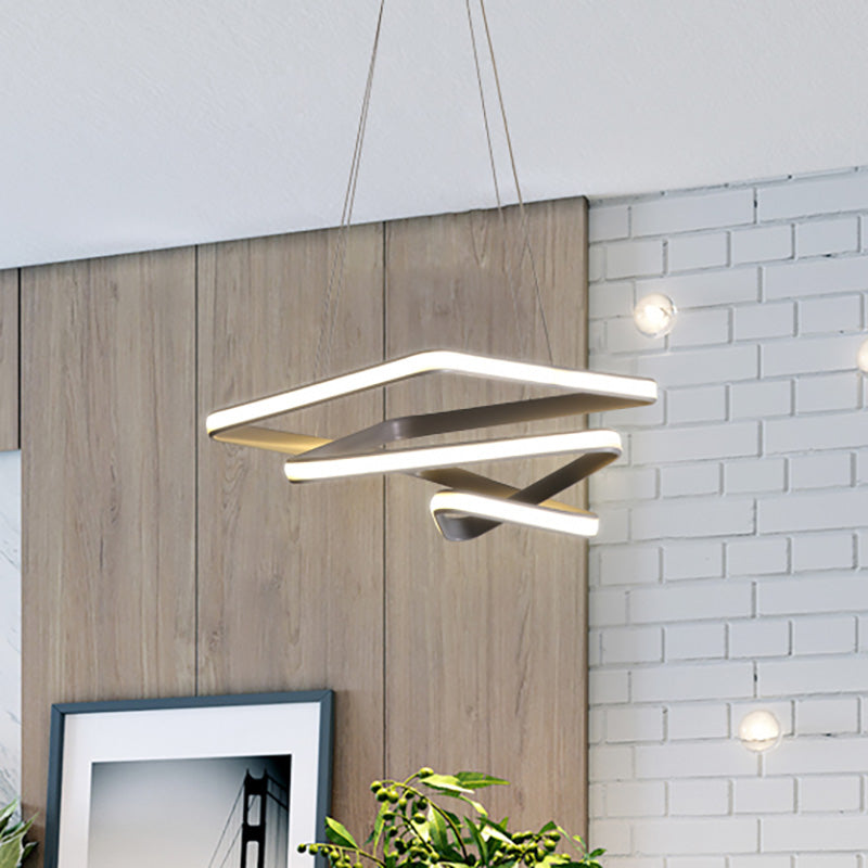 Lampadario a ciondolo a spirale acrilico a spirale lampada a soffitto appendetta grigio grigio per sala da pranzo in luce bianca/calda