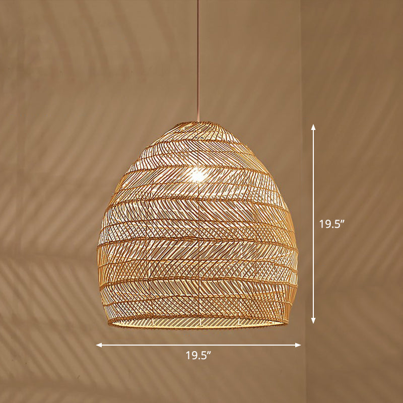 Single-Bulb-Restaurant Hanging Lampe Minimalist Deckenleuchte mit Cloche Rattan Schatten