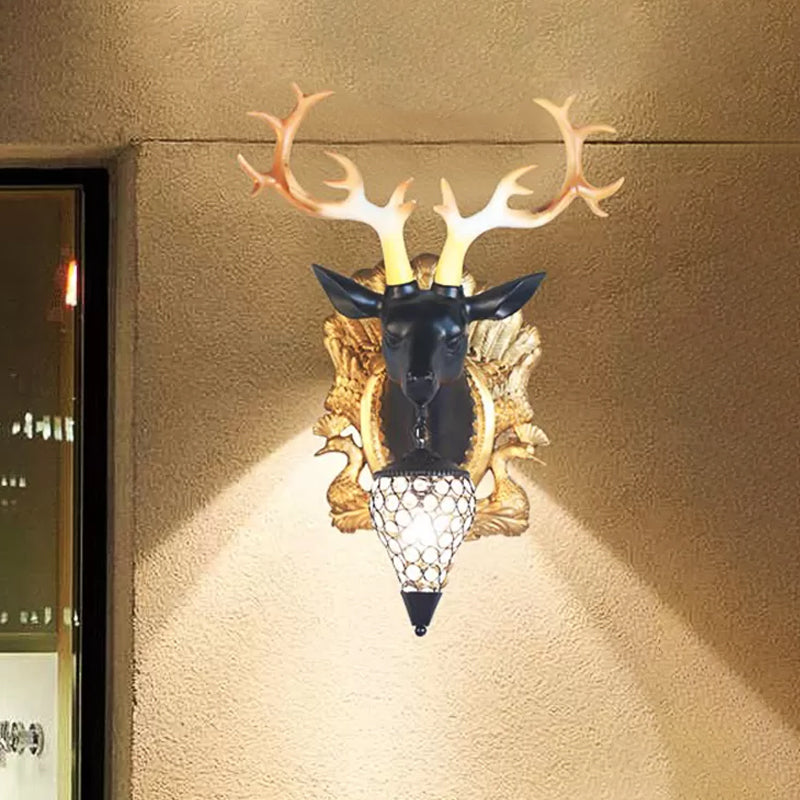Country Deer Head Head Lampe 1 Éclairage mural résine