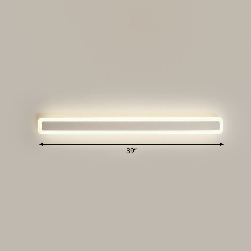 Vanité en forme de bar Light Minimaliste de salle de bain acrylique LED Mur mural moulu en blanc