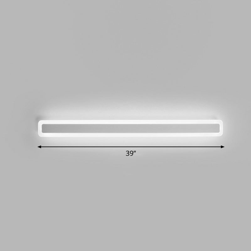 Vanité en forme de bar Light Minimaliste de salle de bain acrylique LED Mur mural moulu en blanc
