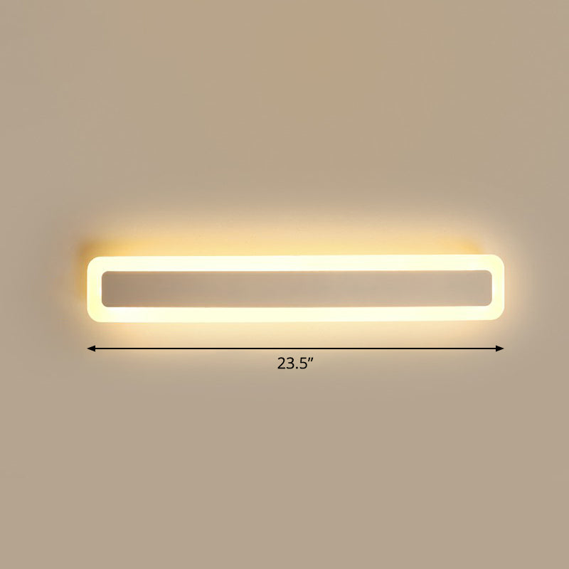 Vanité en forme de bar Light Minimaliste de salle de bain acrylique LED Mur mural moulu en blanc