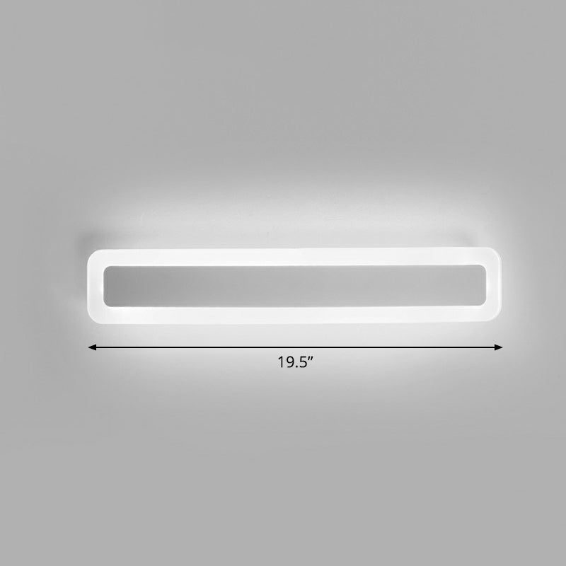 Vanité en forme de bar Light Minimaliste de salle de bain acrylique LED Mur mural moulu en blanc