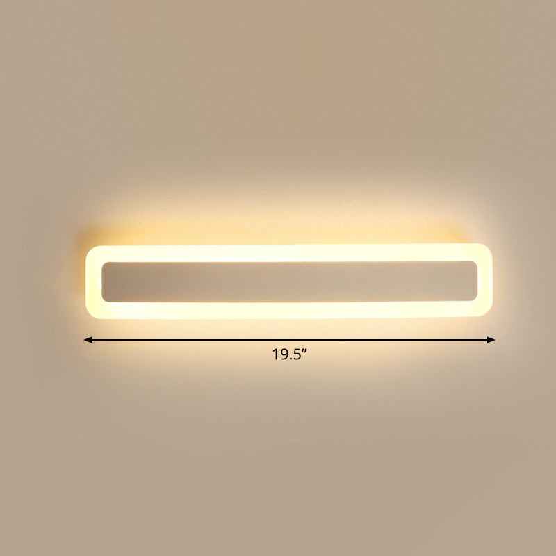 Vanité en forme de bar Light Minimaliste de salle de bain acrylique LED Mur mural moulu en blanc