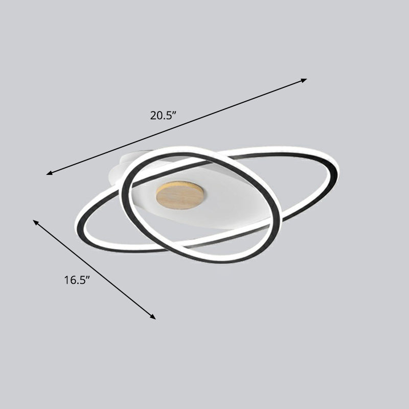 Luminaire de plafond ovale à montage encastré simplicité acrylique LED encastré pour chambre à coucher
