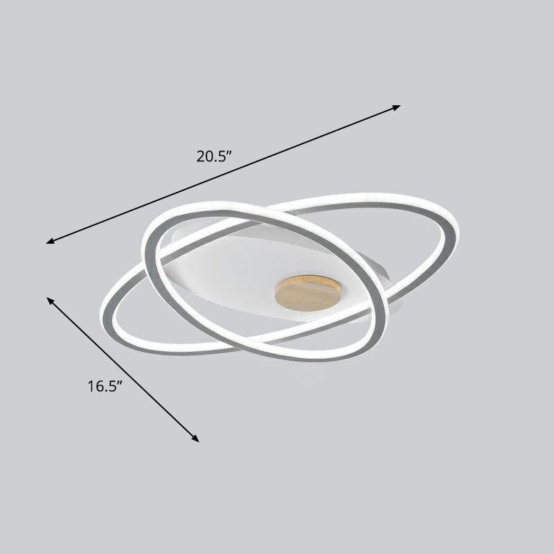 Luminaire de plafond ovale à montage encastré simplicité acrylique LED encastré pour chambre à coucher