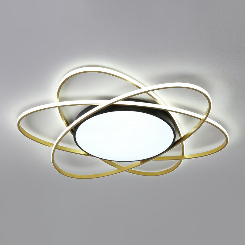 Metallic Floral Surface Mounted Led Ceiling Light Modern Black Flush Mount Light Fixture