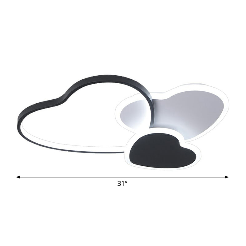 Schwarz liebevolles Herz Flush Mount Light Moderne Metall -LED -Decke Flush Leuchte für Schlafzimmer