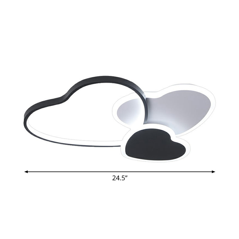 Schwarz liebevolles Herz Flush Mount Light Moderne Metall -LED -Decke Flush Leuchte für Schlafzimmer