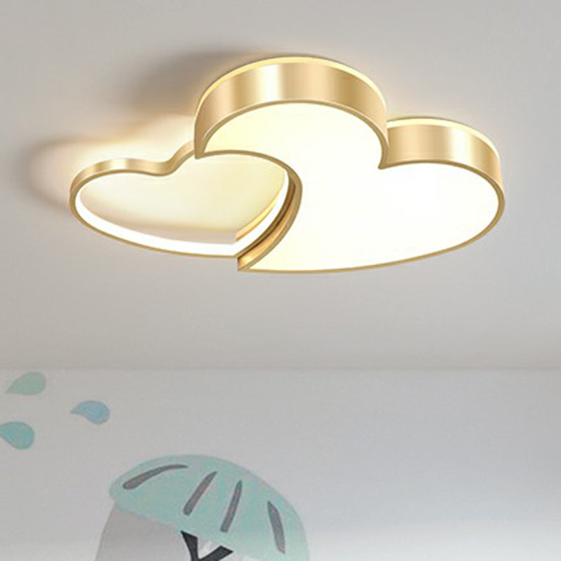 Heart Shaped Metal Ceiling Flush Light Minimalist Golden Flush Mount Led Light for Bedroom